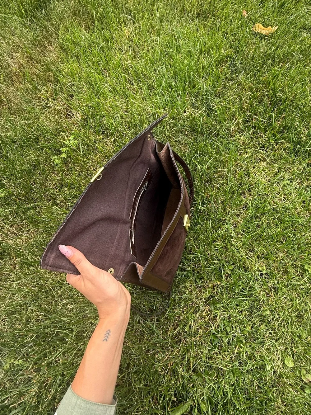 Y2K Vintage Chocolate Brown Leather & Suede Crossbody Shoulder Bag Unisex